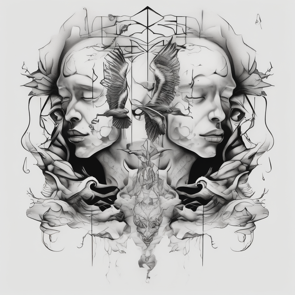 a honour tattoo for my two boys mushroom tattoos, AI-generated Surreal tattoo design
